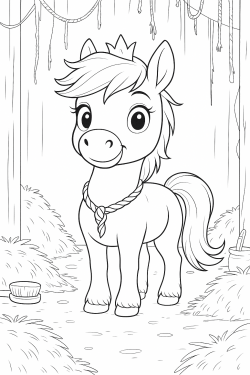 Das Pony Sternenstaub steht im Stall